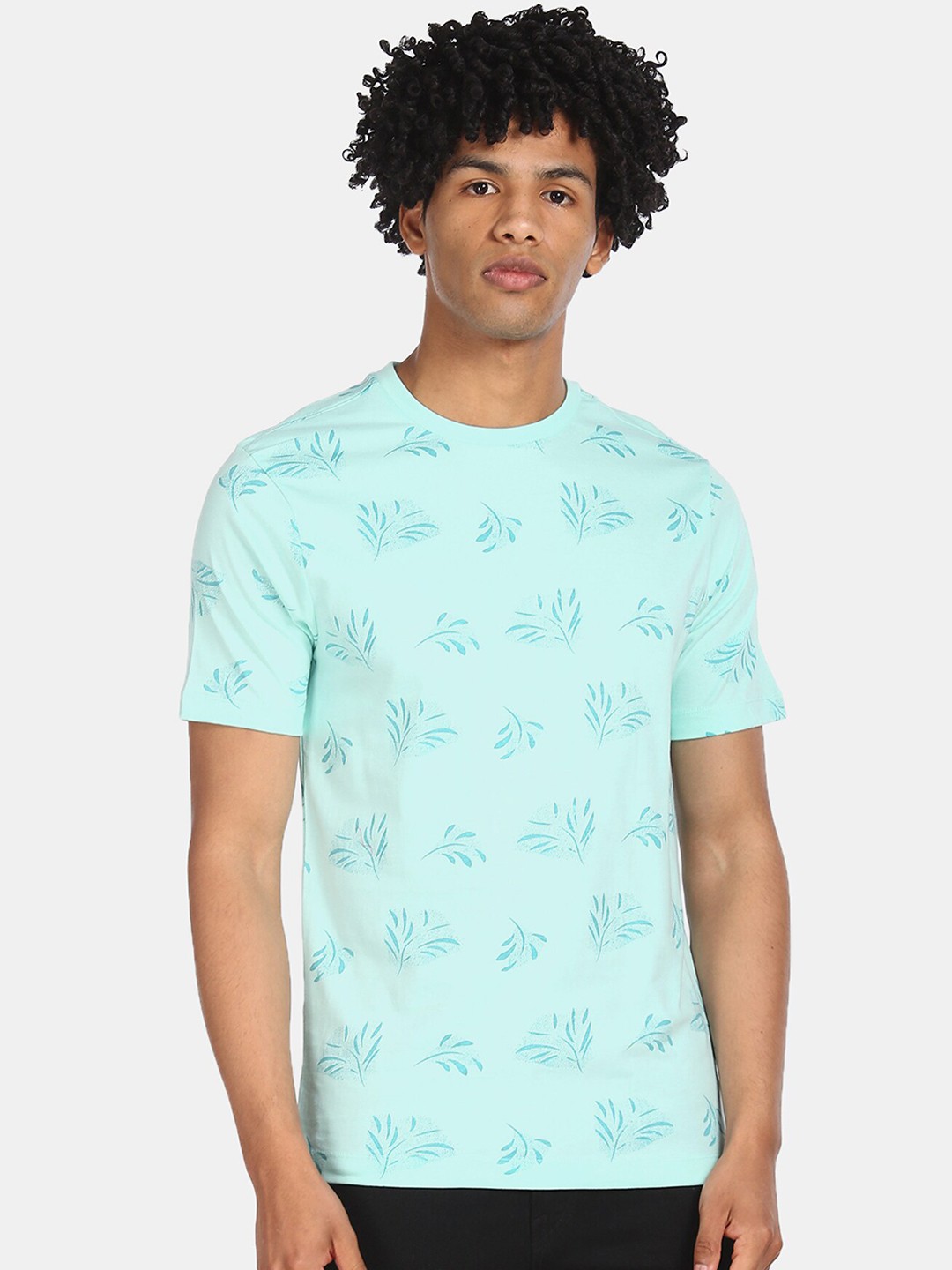 

Cherokee Men Blue Printed Round Neck Cotton Pure Cotton T-shirt