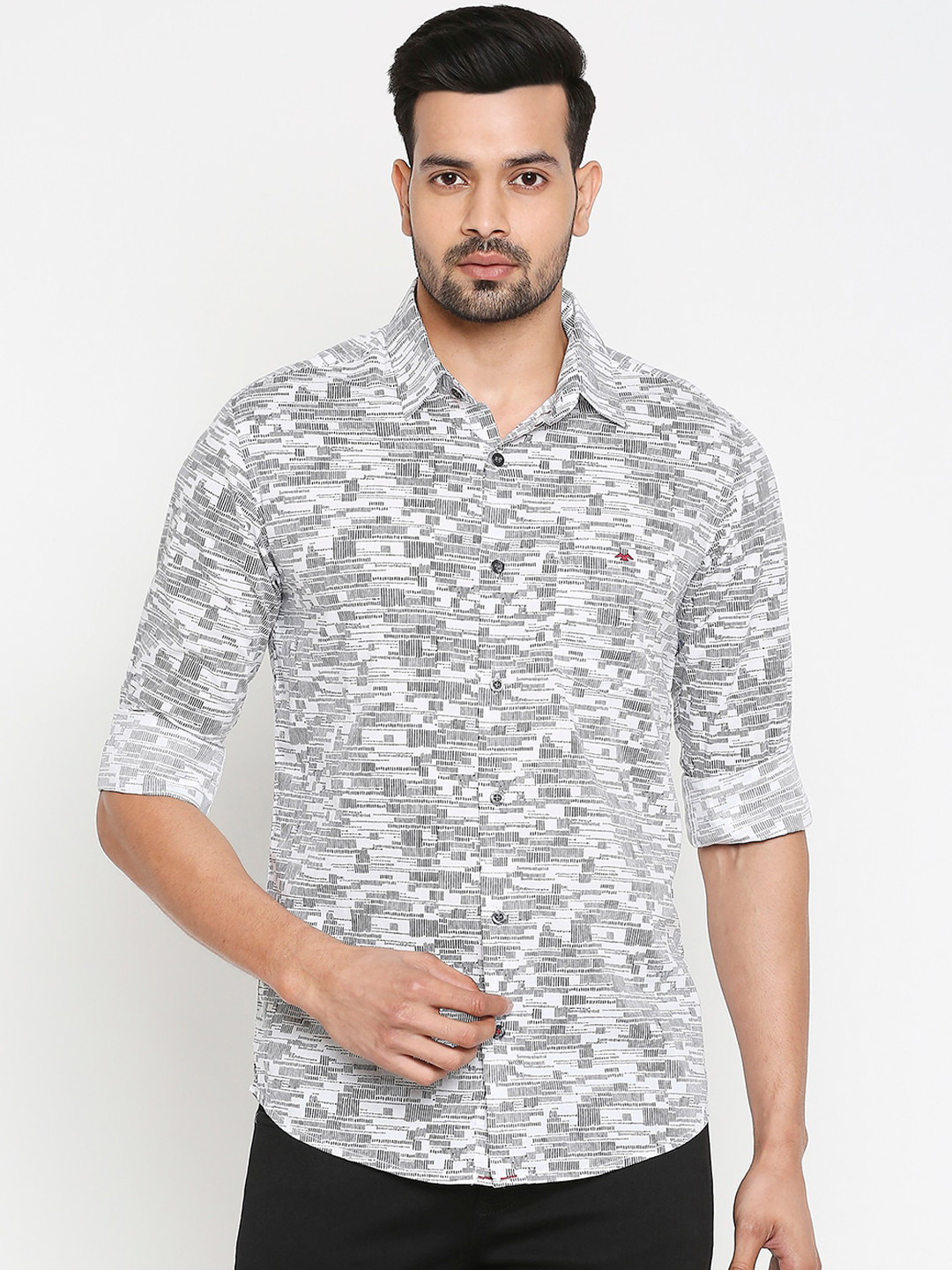 

Mufti Men White Slim Fit Printed Casual Shirt