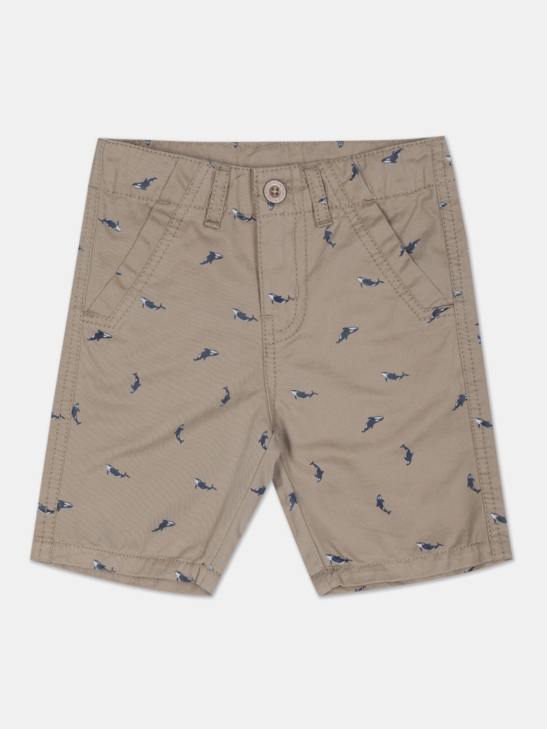 

Cherokee Boys Khaki-Colored Printed Cotton Regular Shorts
