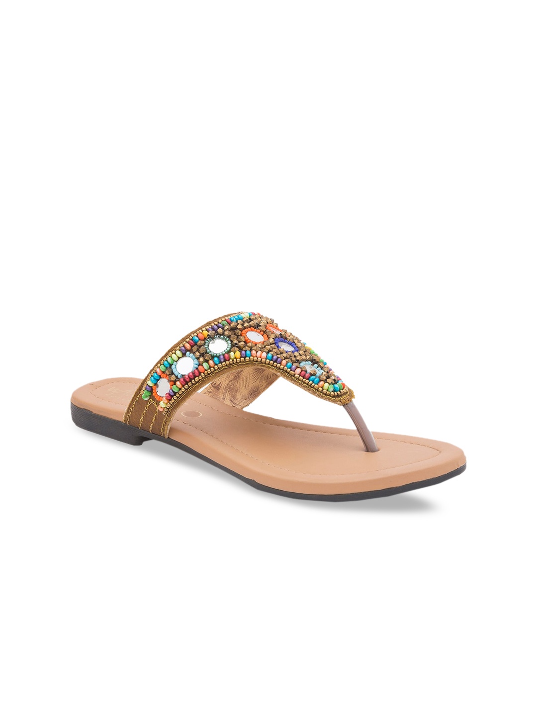 

WALK N STYLE COLLECTION Women Beige Embellished Open Toe Flats