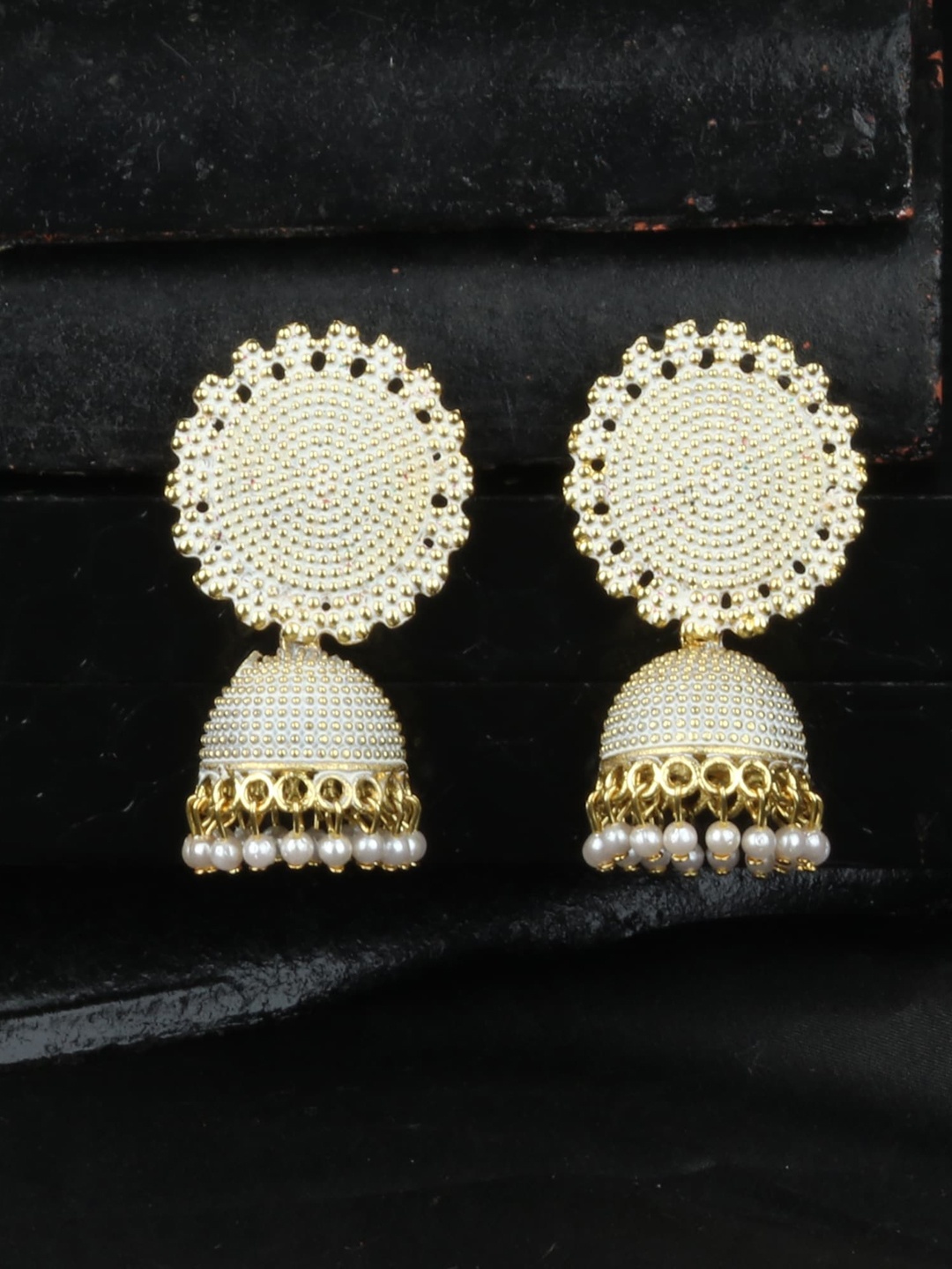 

ANIKAS CREATION White Contemporary Jhumkas