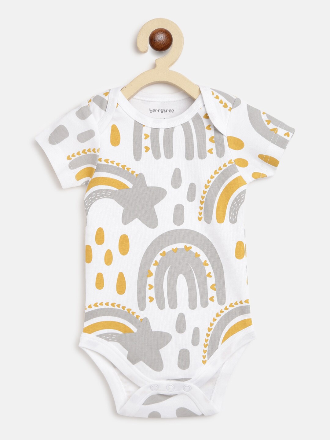

berrytree Infant Kids Grey & White Printed Sustainable Bodysuit