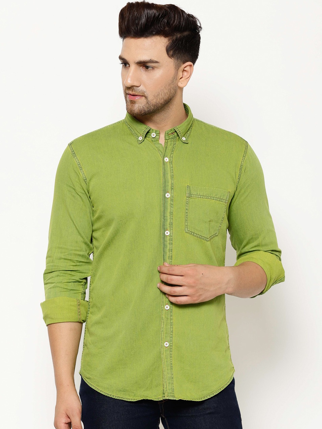 

EPPE Men Green Slim Fit Solid Casual Shirt