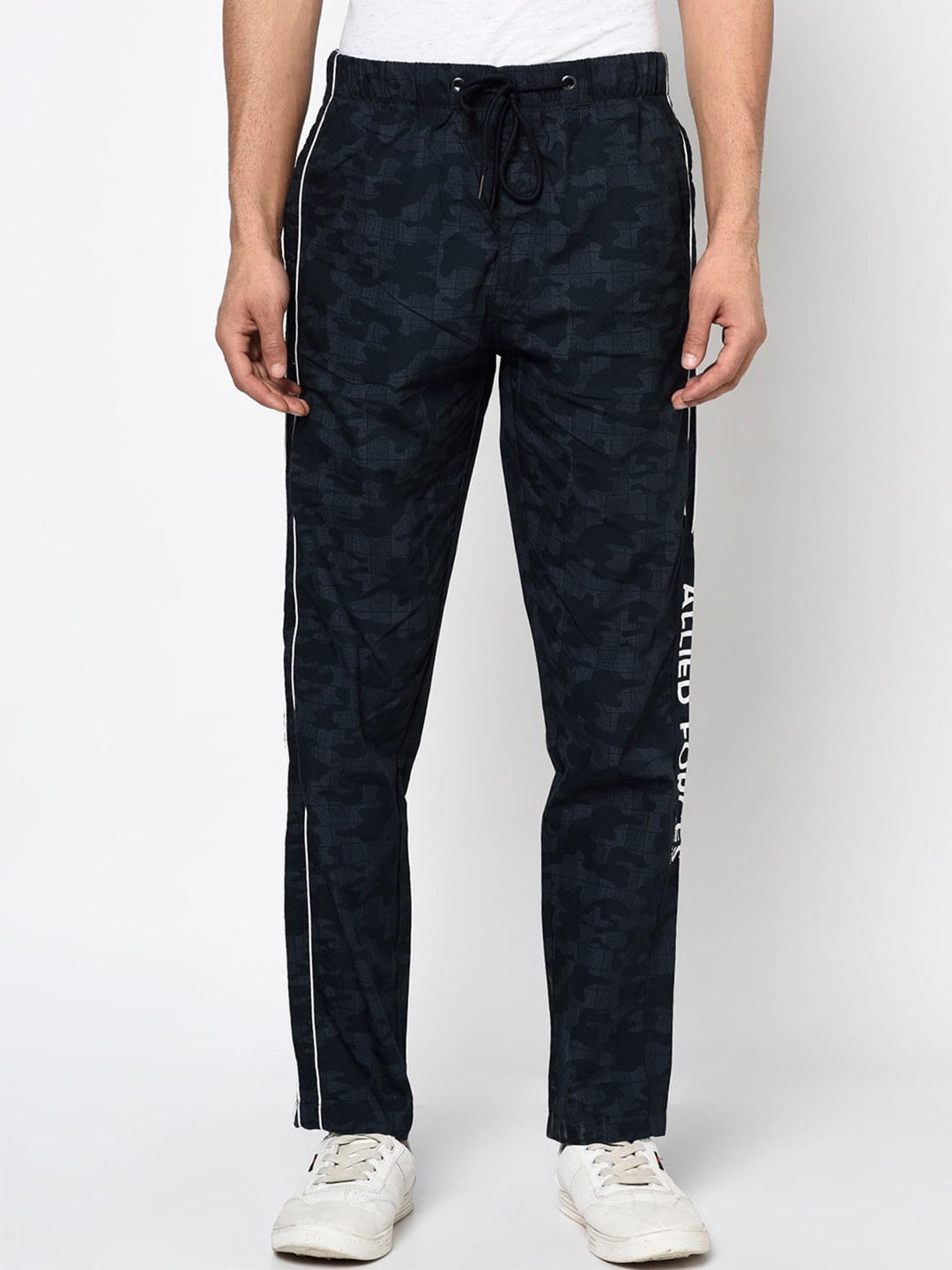 

Octave Men Navy Blue & Charcoal Grey Cotton Printed Track Pants