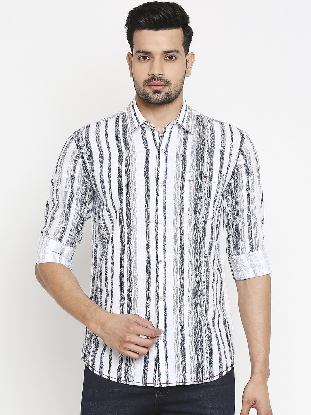 

Mufti Men White Slim Fit Printed Casual Shirt