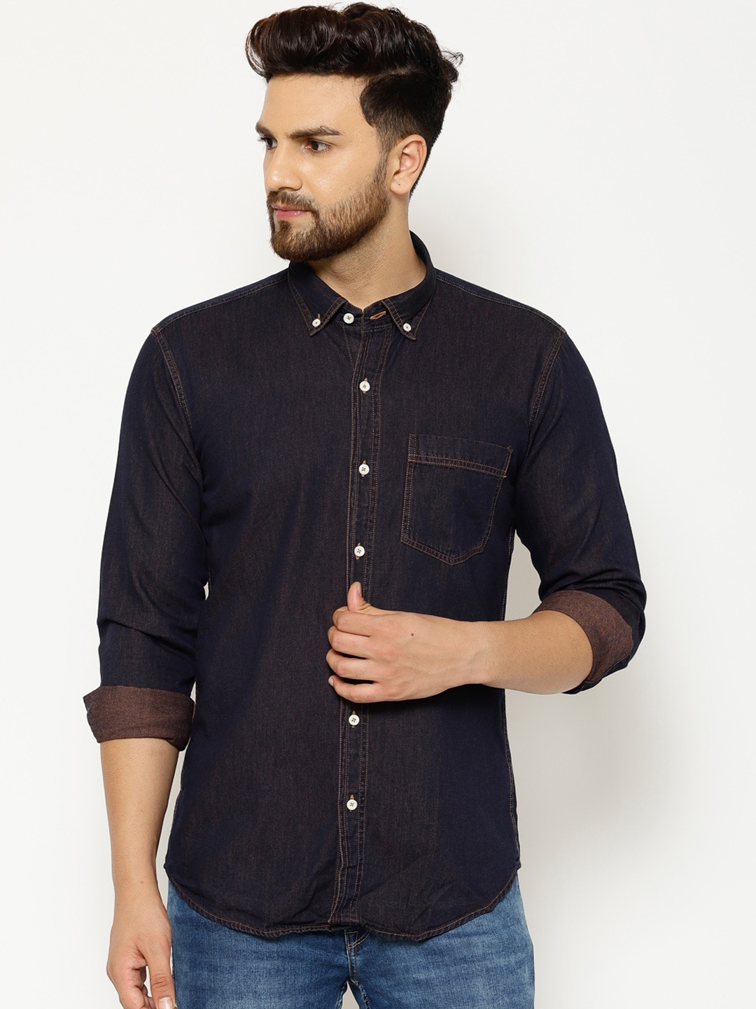 

EPPE Men Blue Slim Fit Solid Casual Shirt