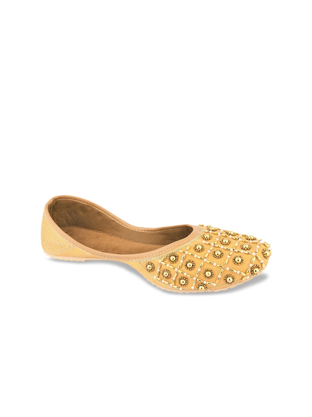 

DESI COLOUR Women Gold-Toned Embellished Mojaris