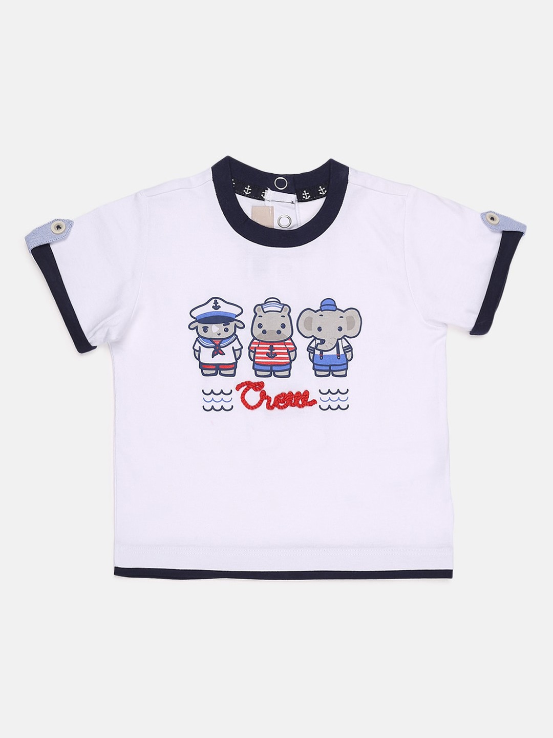

Chicco Boys White Printed Round Neck Pure Cotton T-shirt