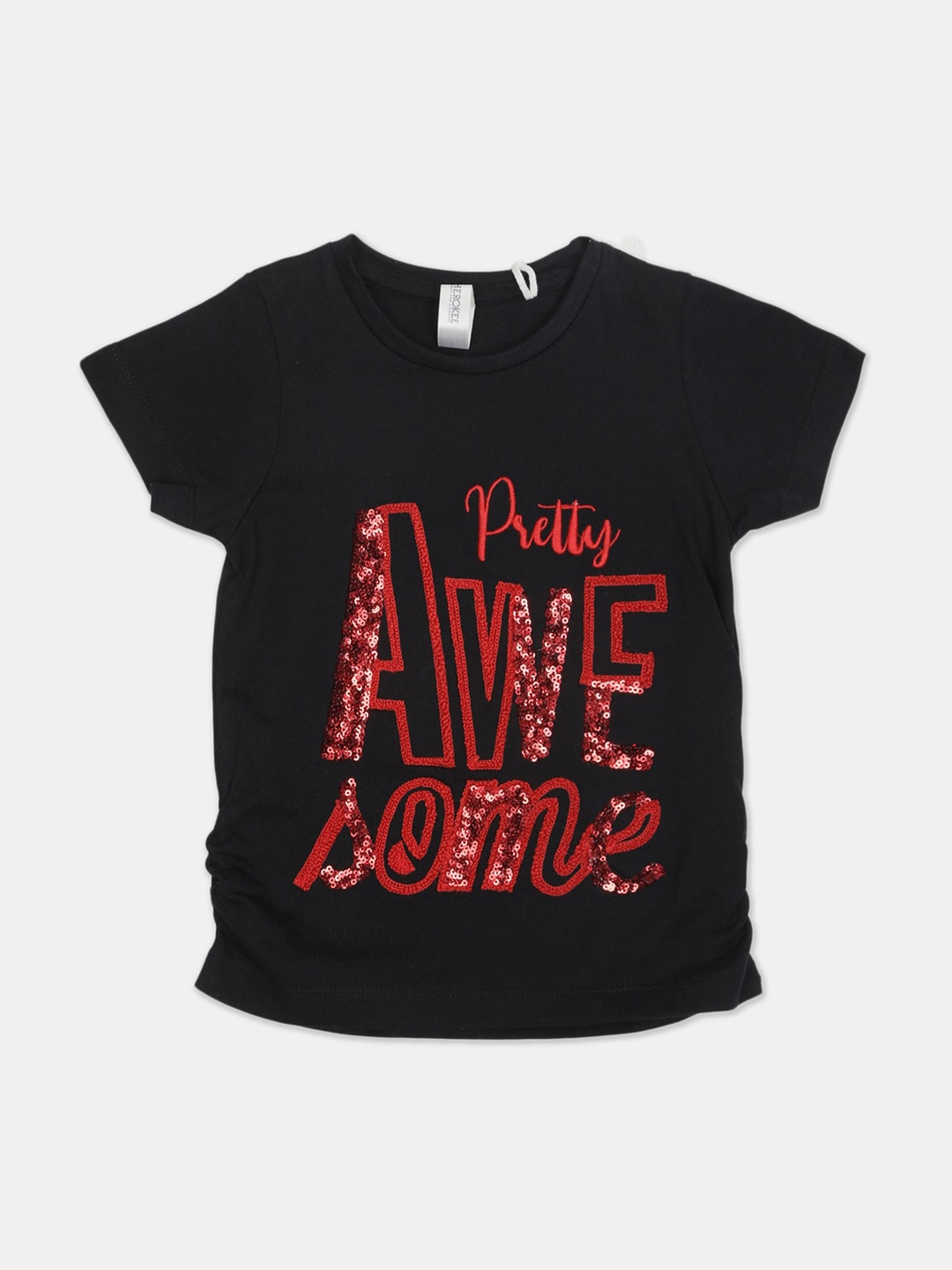 

Cherokee Girls Black Printed Round Neck T-shirt