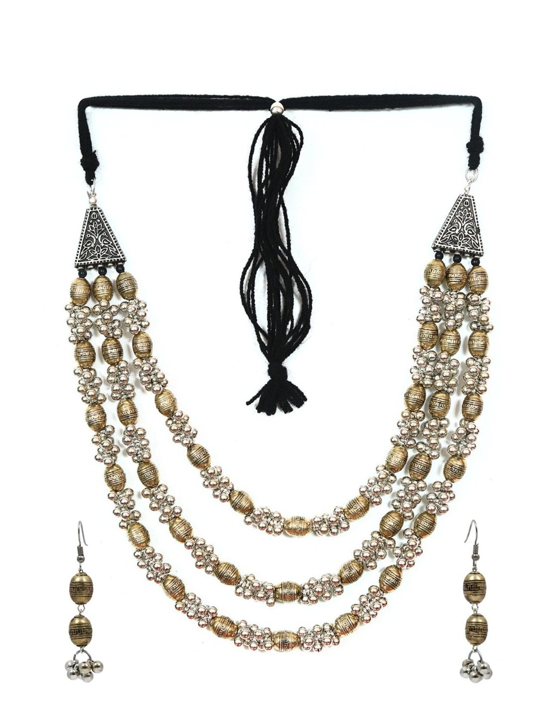 

Crunchy Fashion Silver-Toned & Antique Gold-Toned Rhodium-Plated Jewellery Set