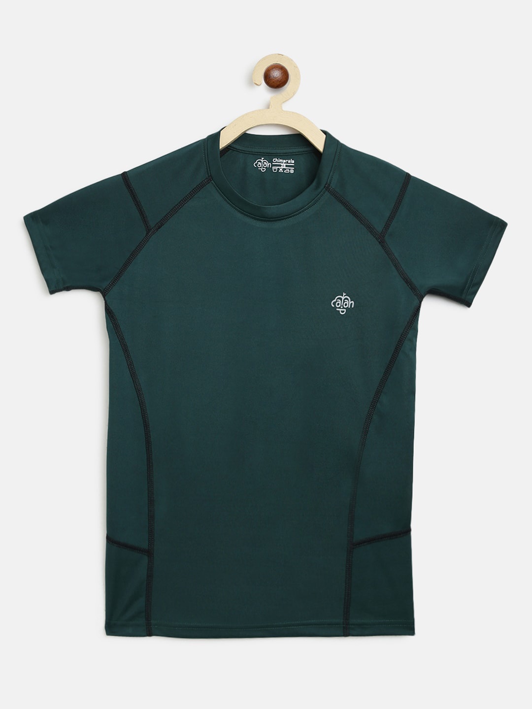 

CHIMPRALA Boys Green Solid Round Neck Sports T-shirt