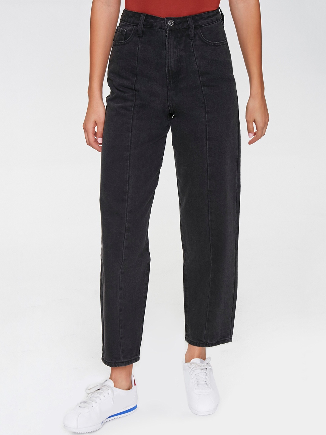 FOREVER 21 Women Grey Regular Fit Jeans
