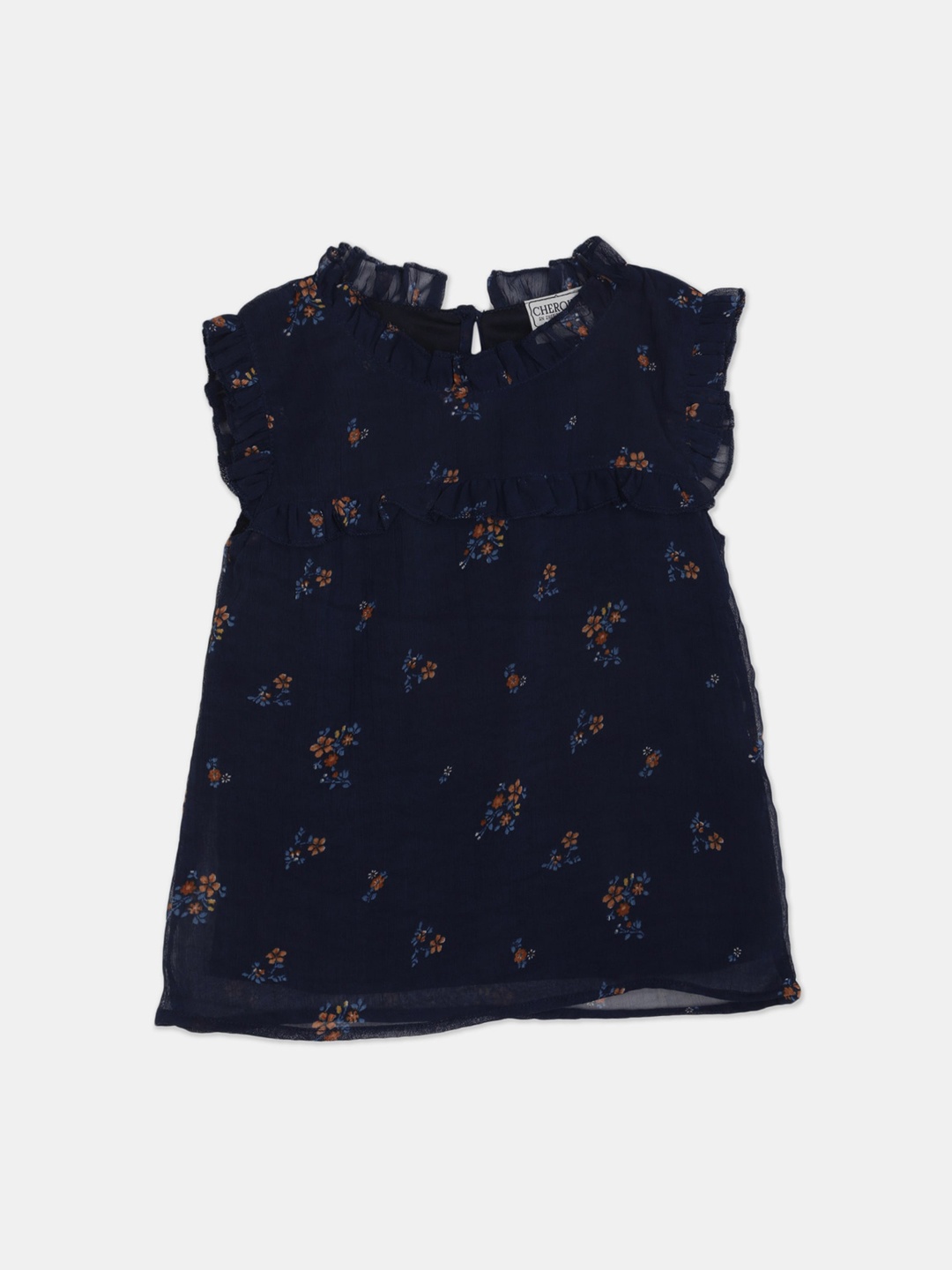 

Cherokee Navy Blue Floral Printed Regular Top