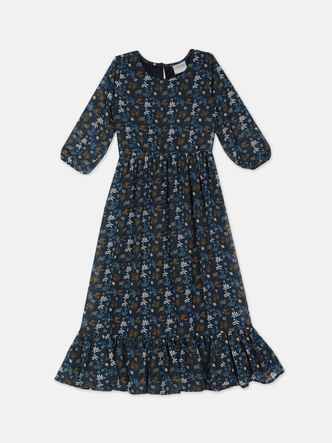 

Cherokee Girls Navy Blue Printed Maxi Dress