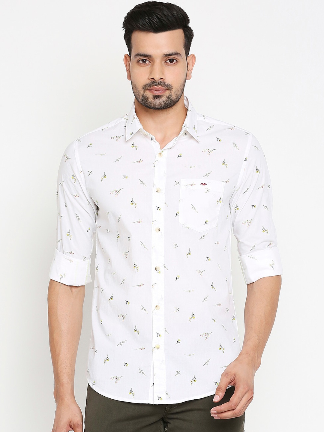 

Mufti Men White Slim Fit Printed Casual Shirt