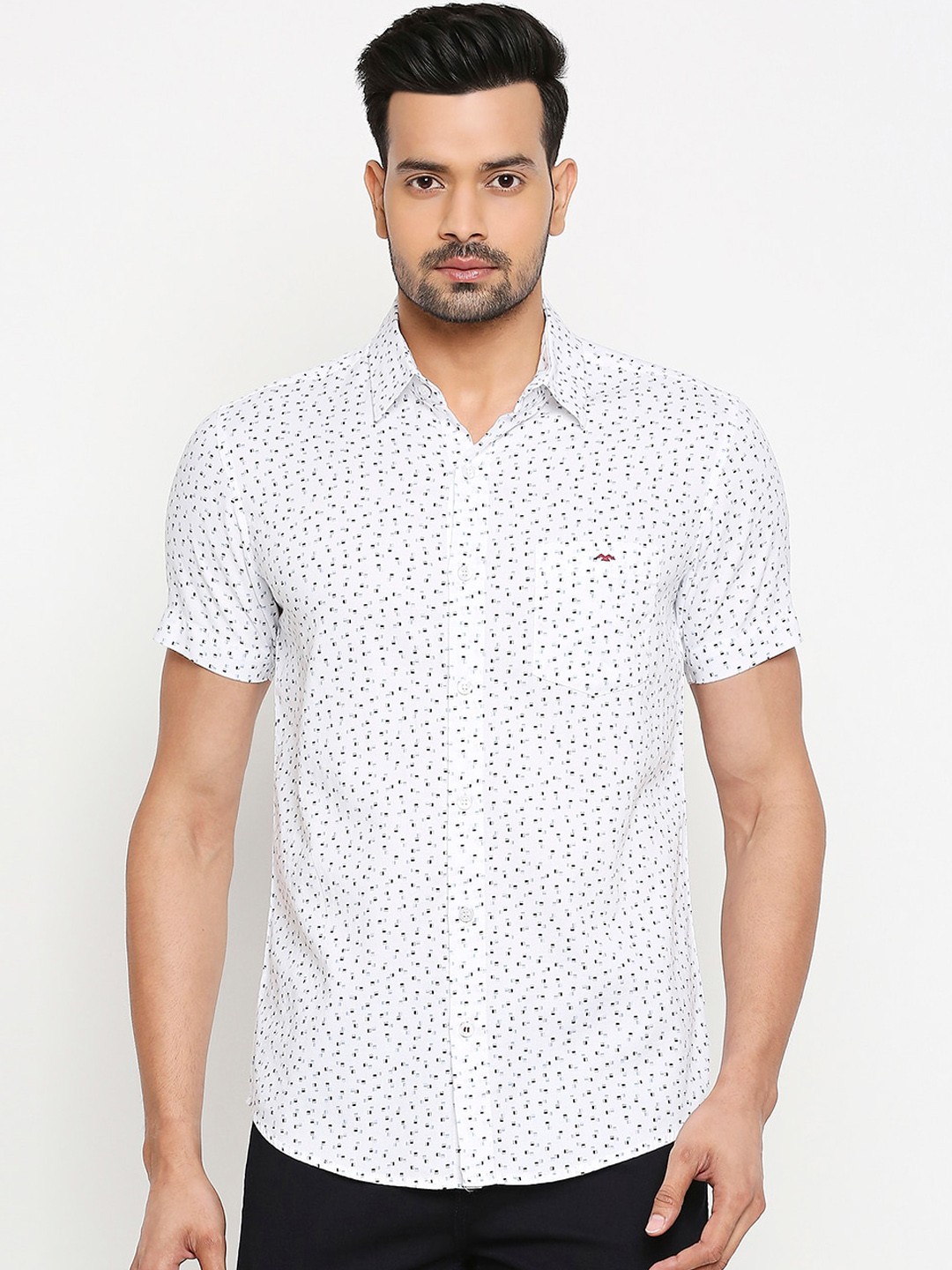 

Mufti Men White Slim Fit Printed Casual Shirt