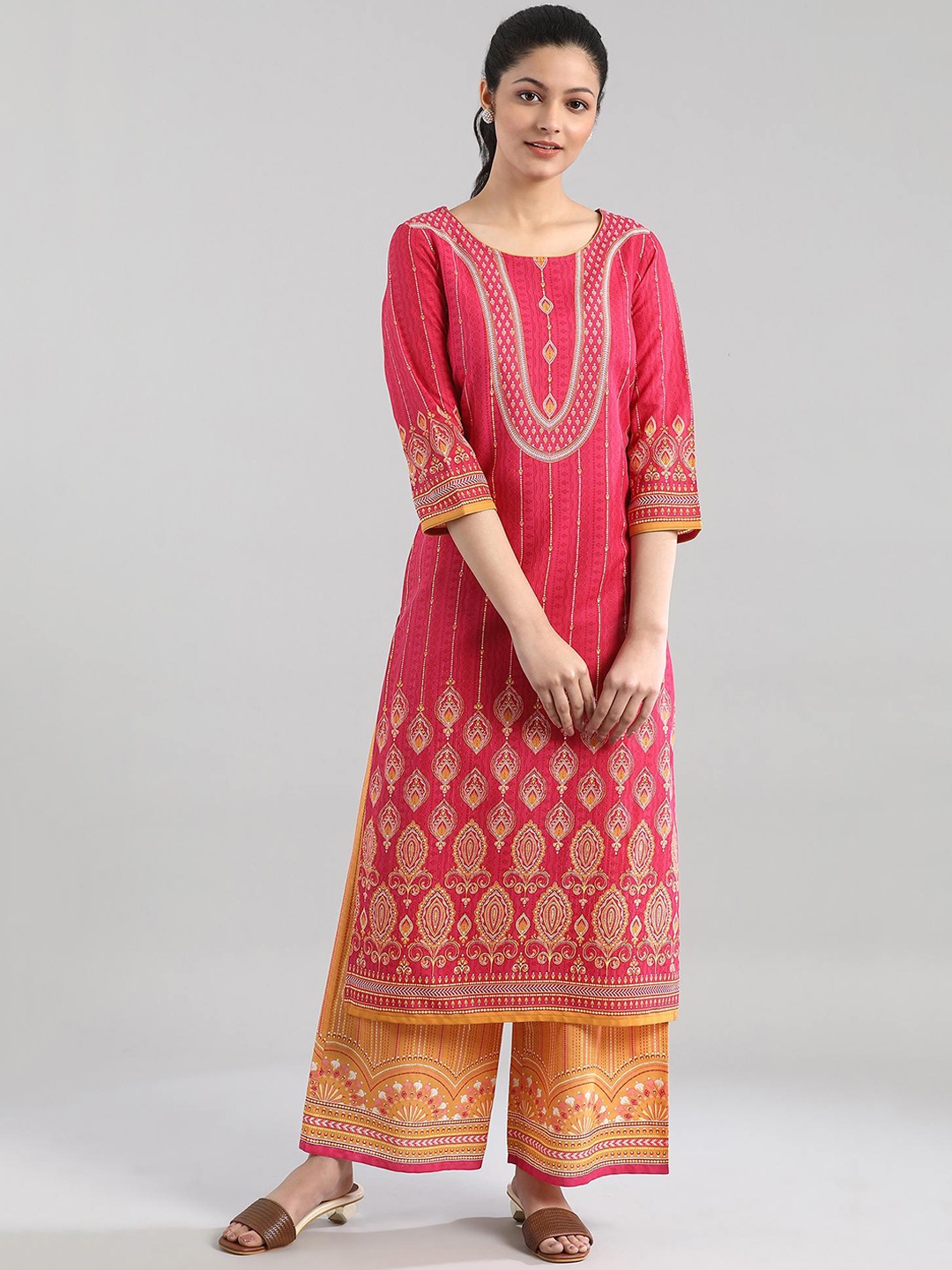 

AURELIA Women Maroon Ethnic Motifs Printed Kurta