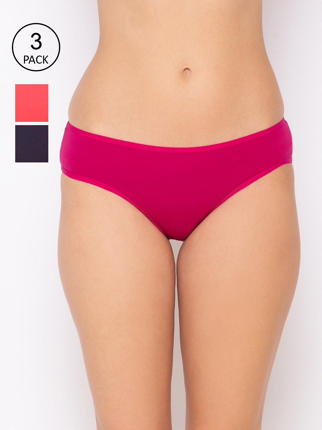 

Candyskin Women Pack Of 3 Solid Bikini Briefs CSBIN03, Navy blue