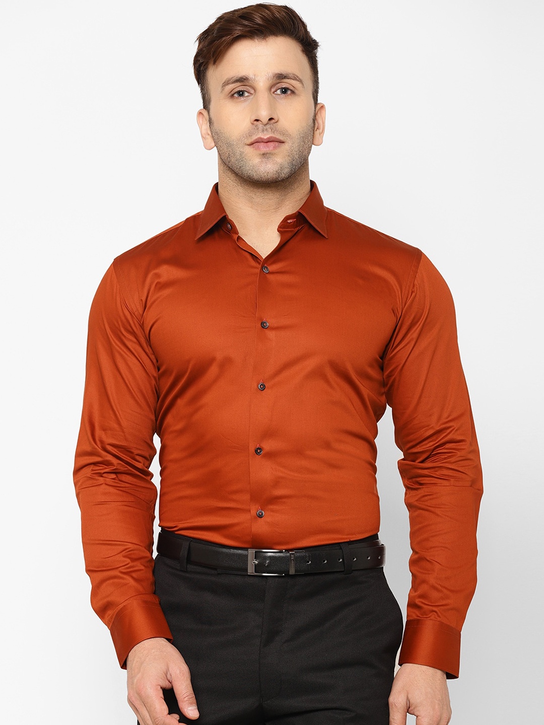 

EPPE Men Salamander Orange Slim Fit Solid Formal Shirt
