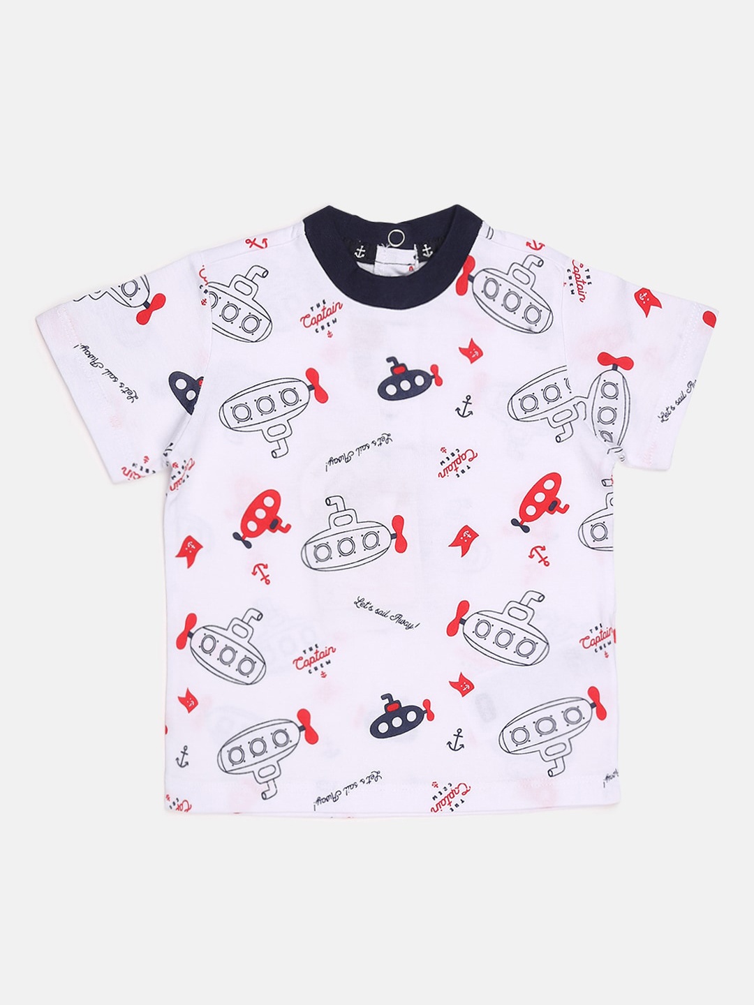 

Chicco Boys White Red Printed Round Neck Pure Cotton T-shirt