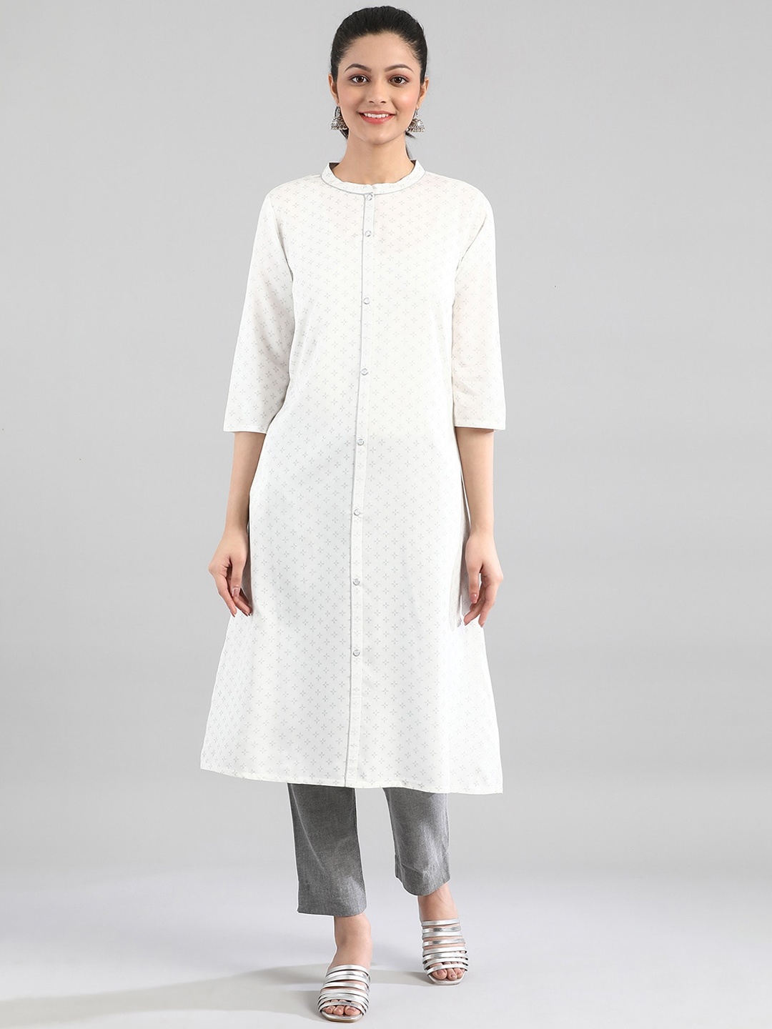 

AURELIA Women White Printed Kurta