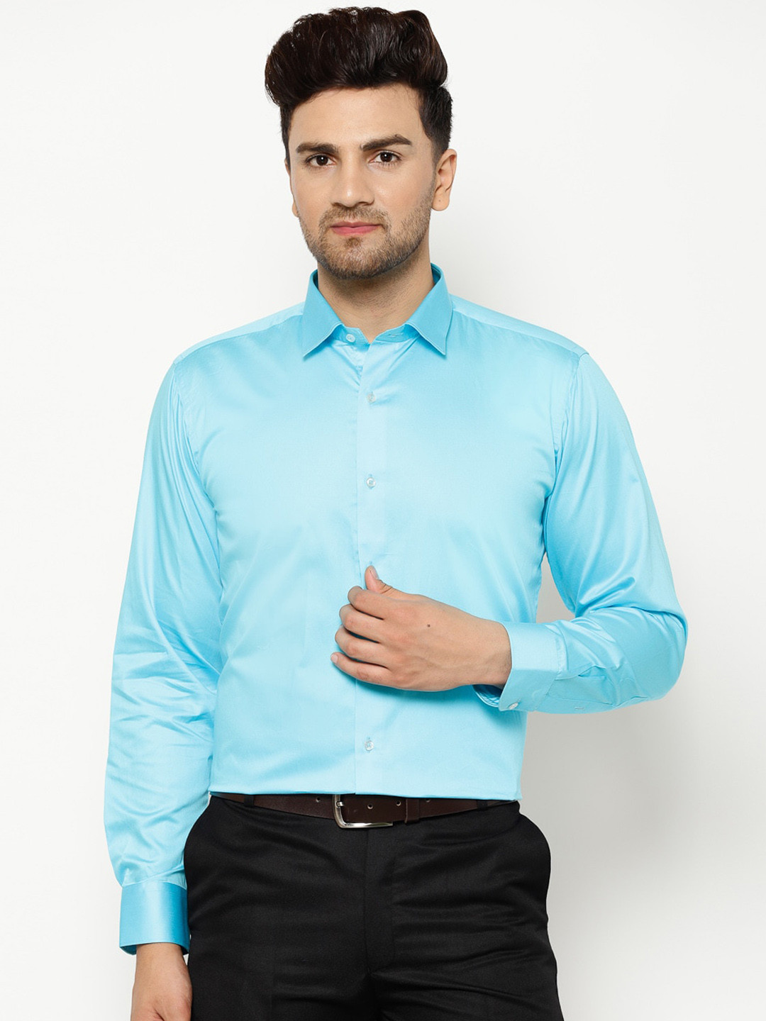 

EPPE Men Turquoise Blue Slim Fit Solid Casual Shirt