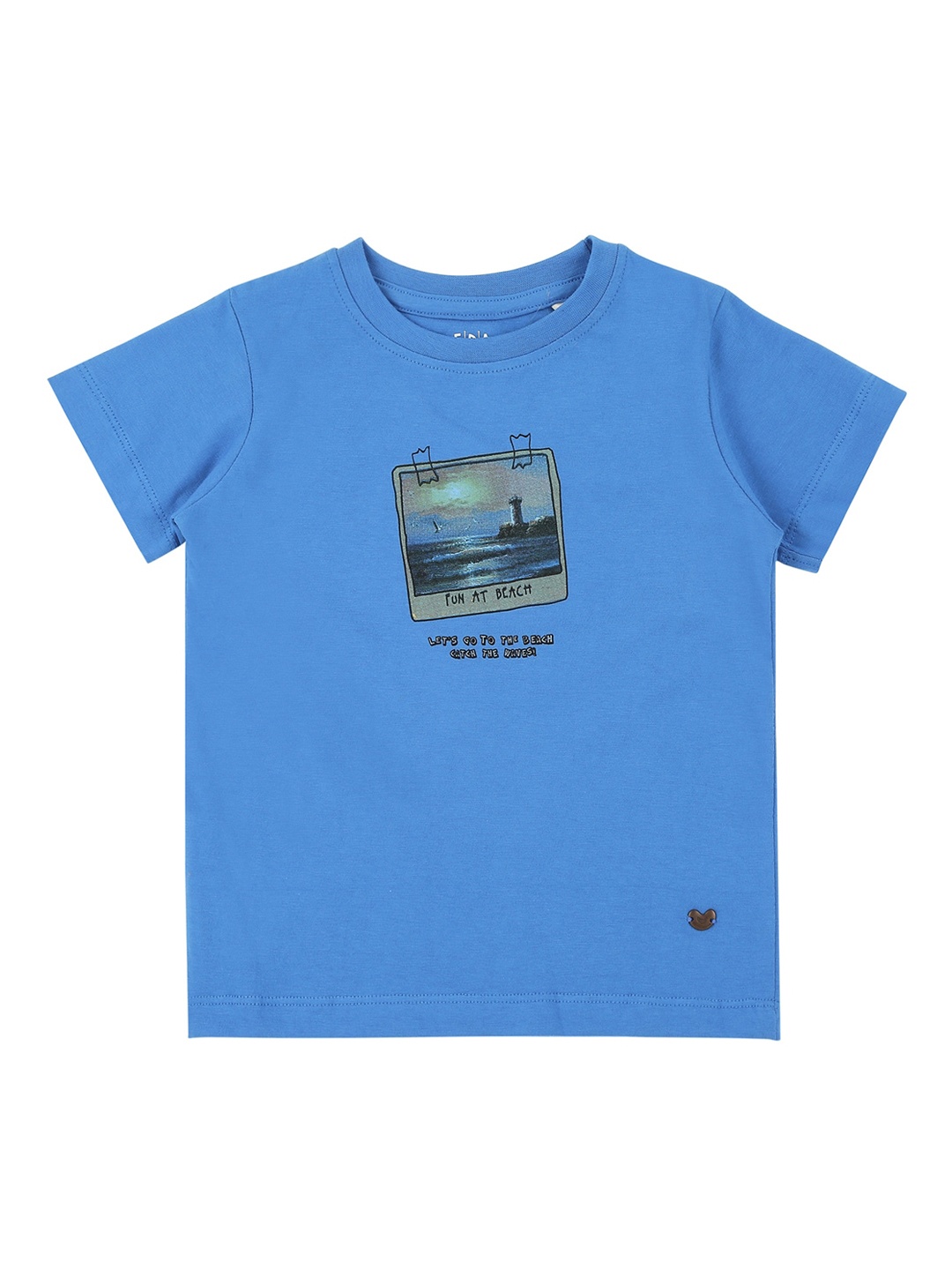 

Ed-a-Mamma Boys Blue Solid Round Neck Pure Cotton T-shirt
