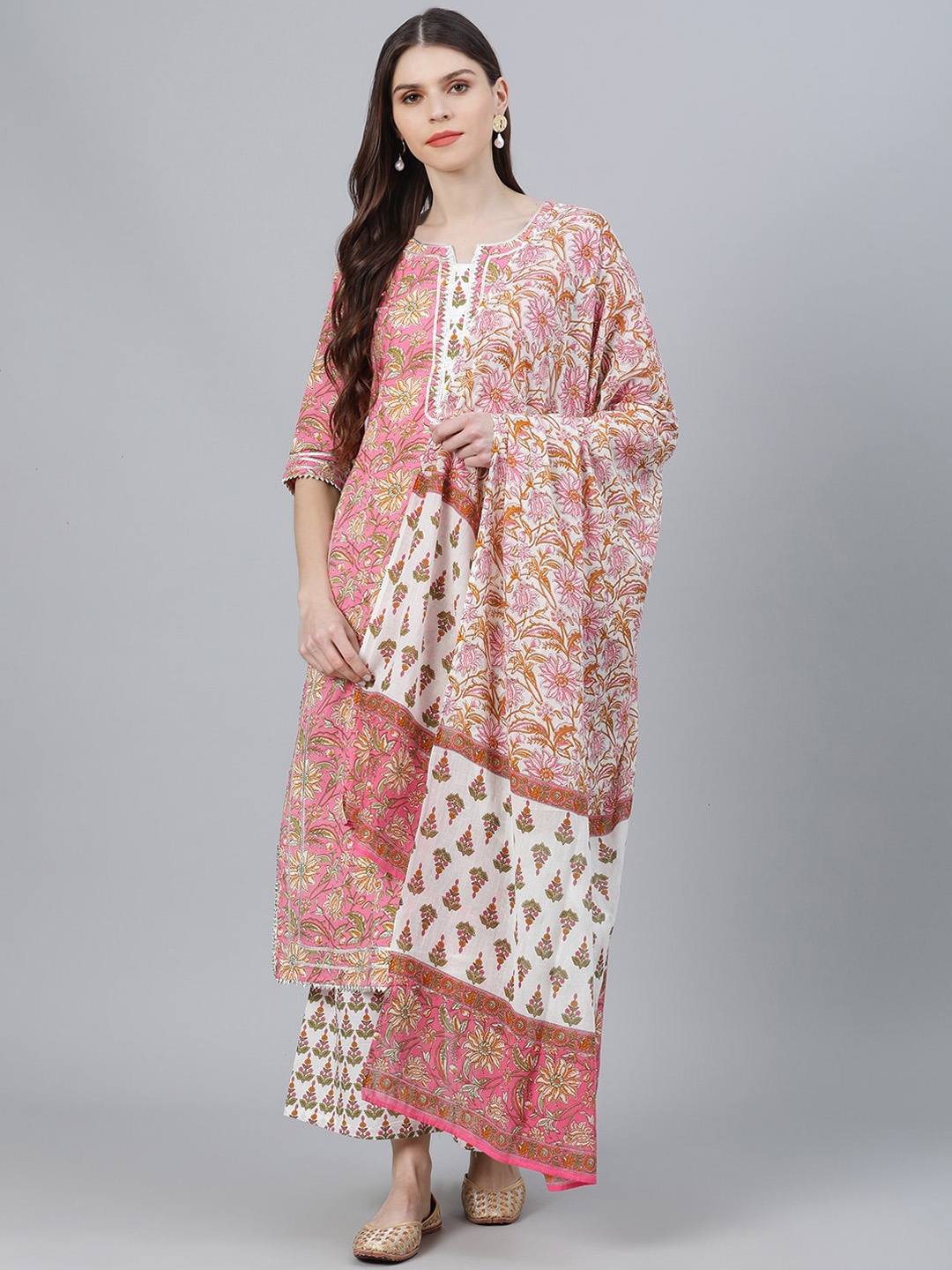 

Libas Women Multicoloured Printed Kurta with Palazzos & Dupatta, Multi