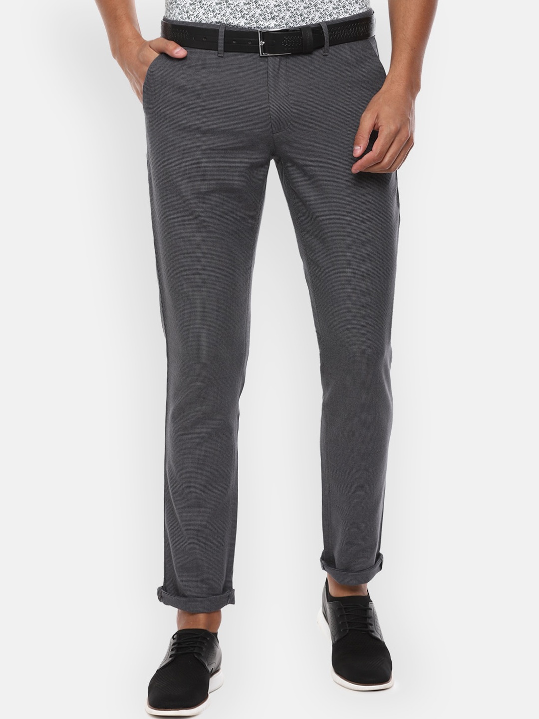 

Louis Philippe Sport Men Grey Slim Fit Self Design Regular Trousers