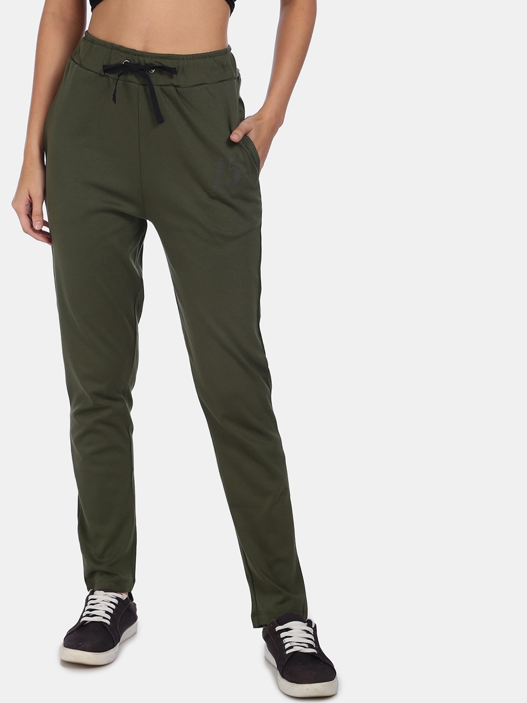 

Sugr Women Olive Green Solid Track Pants