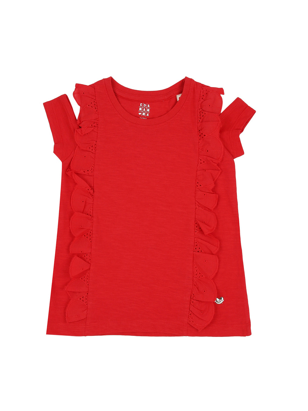 

Ed-a-Mamma Red Cold-Shoulder Sleeves Cotton Regular Sustainable Top