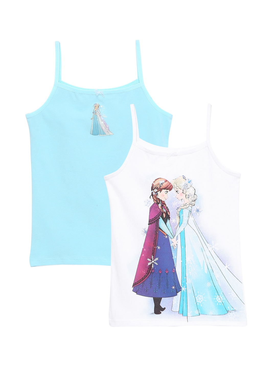 

Charm n Cherish Girls Pack of 2 Anna and Elsa Printed Camisoles, Blue