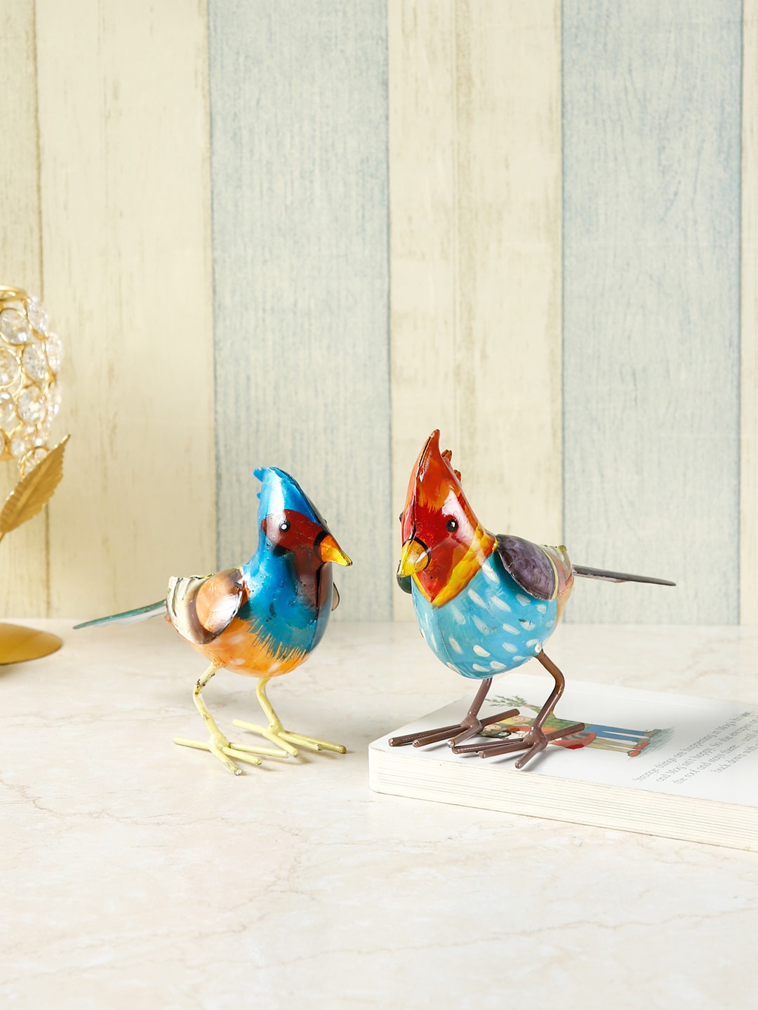 CraftVatika Blue & Red Bird Showpiece