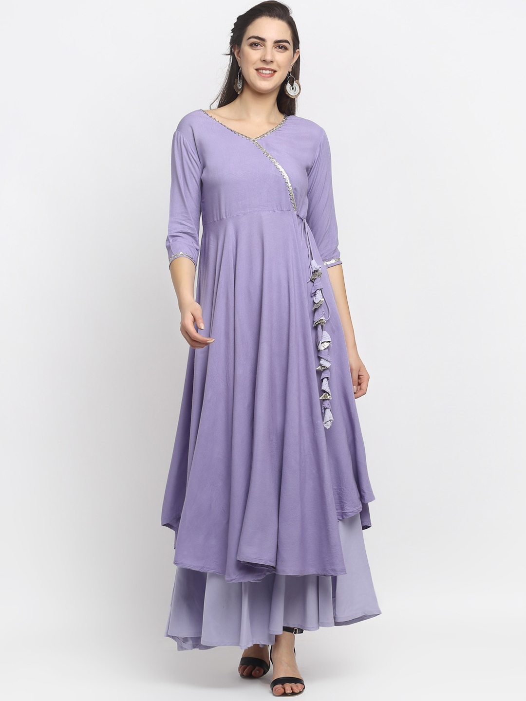 

Rudra Bazaar Women Purple Solid Kurta with Sharara
