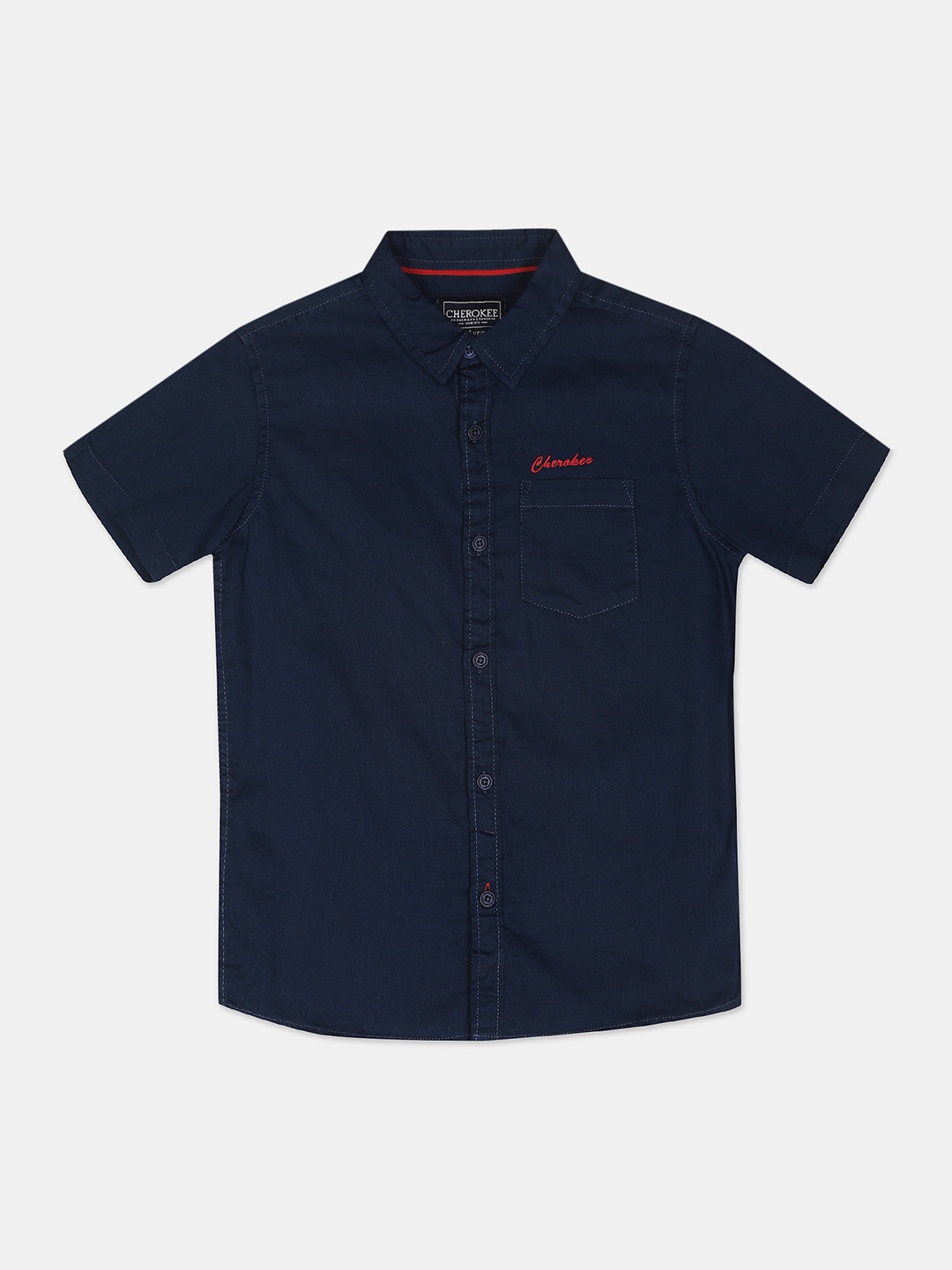 

Cherokee Boys Navy Blue Regular Fit Solid Cotton Casual Shirt