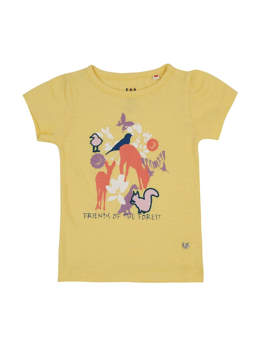 

Ed-a-Mamma Girls Yellow Printed Round Neck Sustainable T-shirt