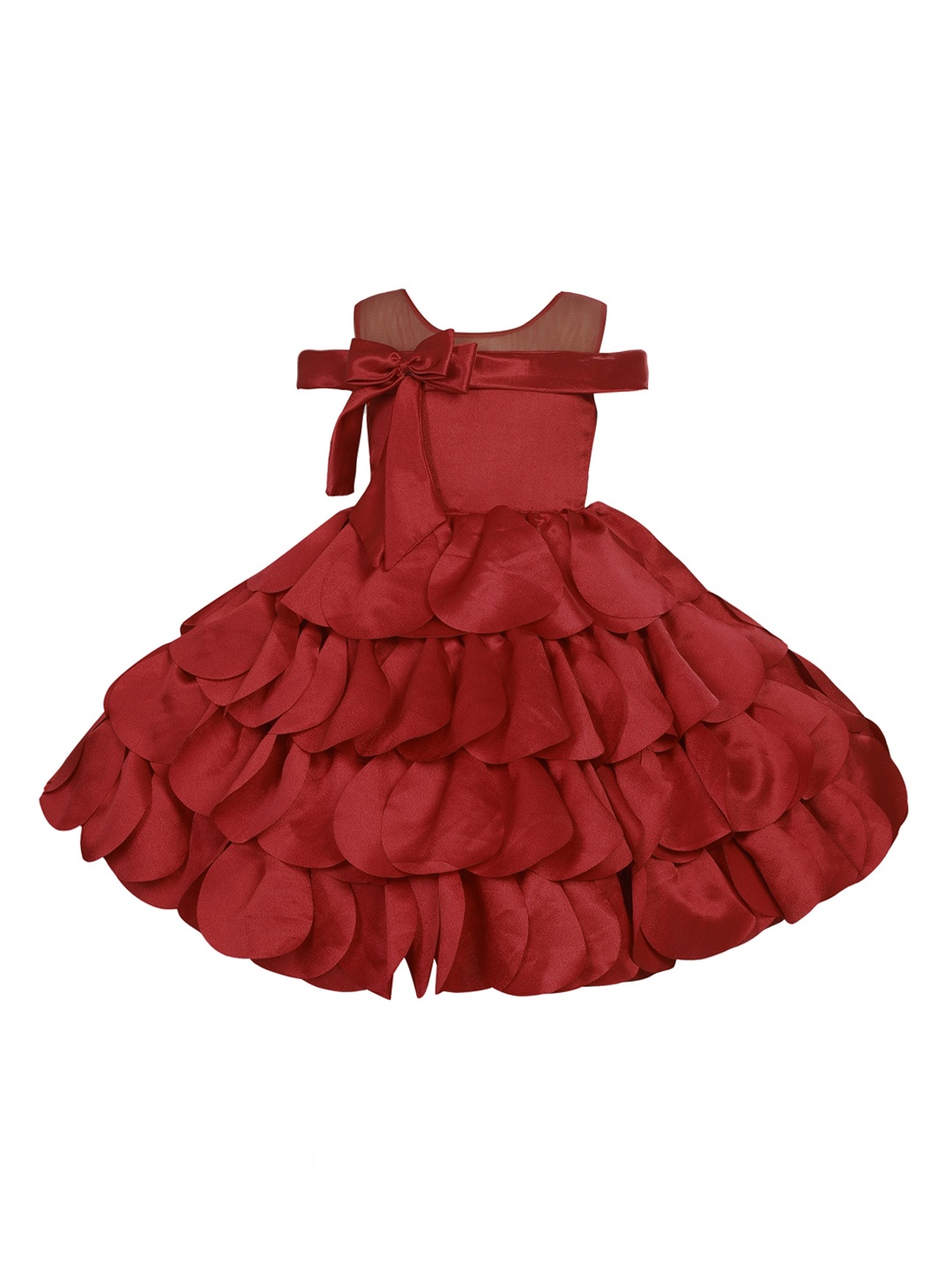

Wish Karo Girls Maroon Solid Fit and Flare Dress