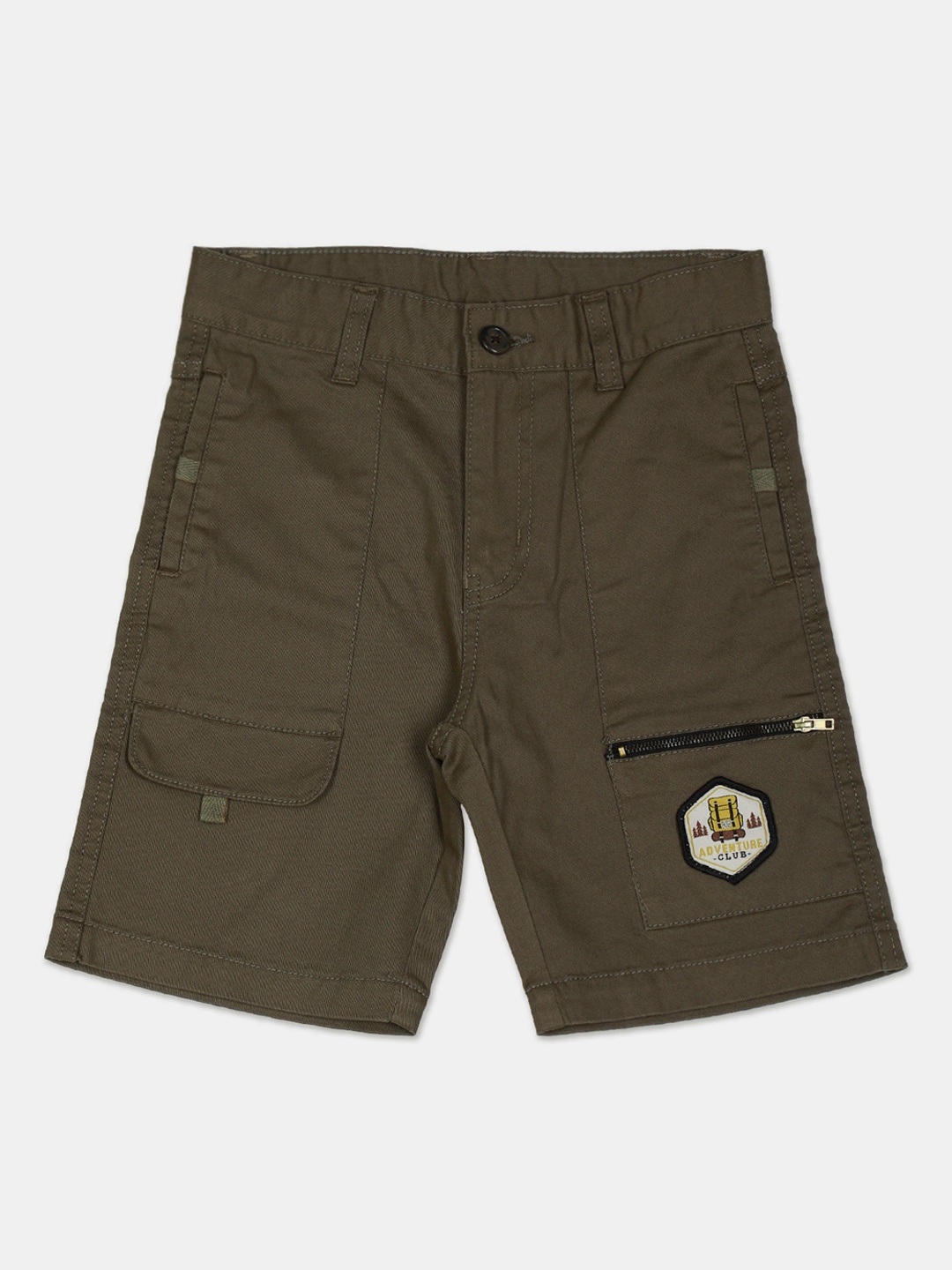 

Cherokee Boys Olive Green Solid Regular Fit Cargo Shorts