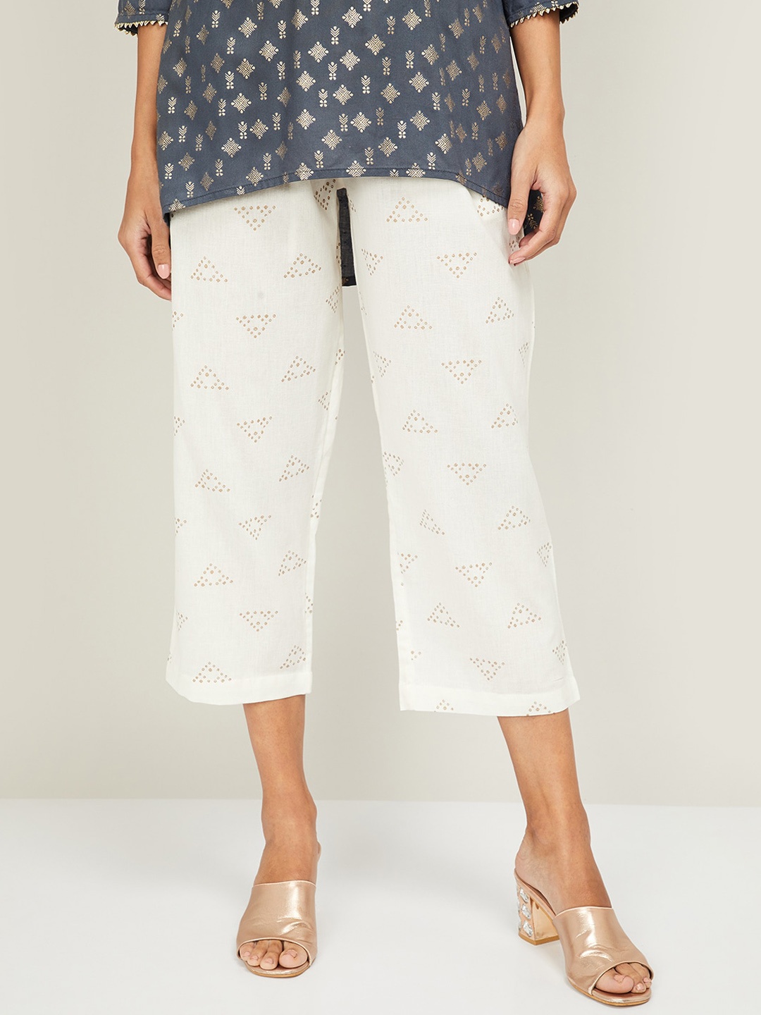 

Melange by Lifestyle Women White Regular Fit Printed Culottes