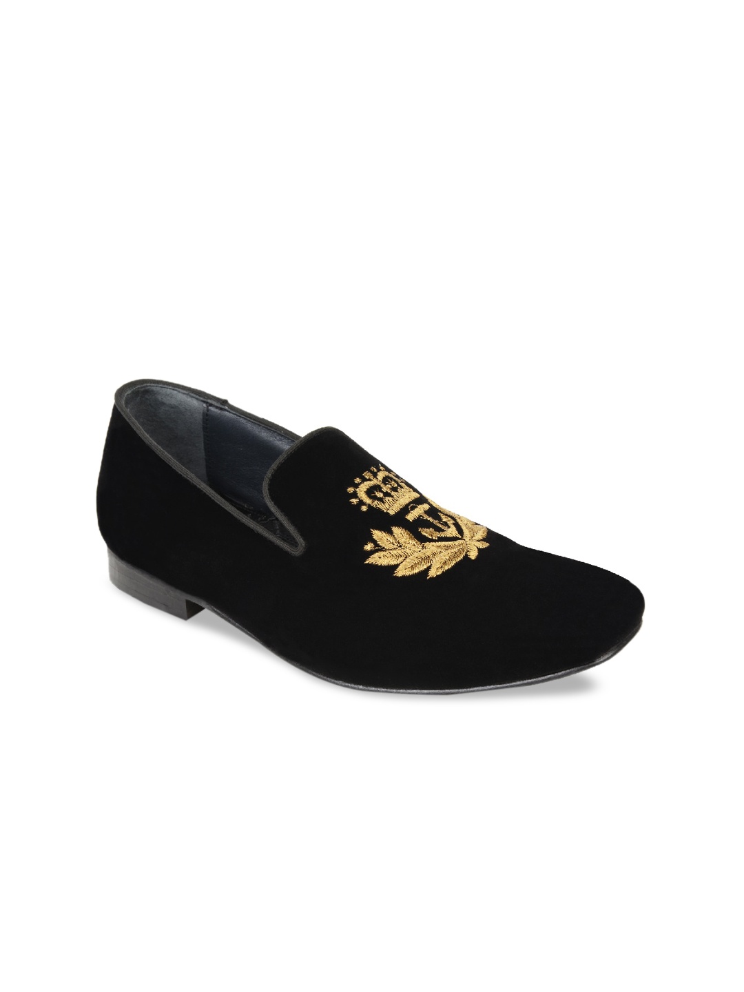 

Regal Men Black & Gold-Toned Embroidered Loafers