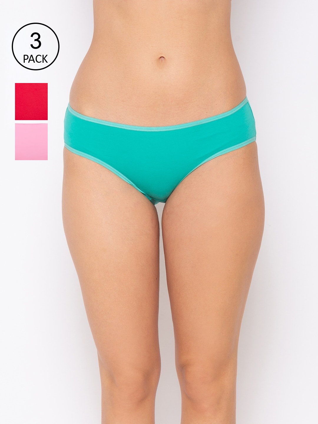 

Candyskin Women Pack Of 3 Solid Bikini Briefs CSBIN02, Sea green
