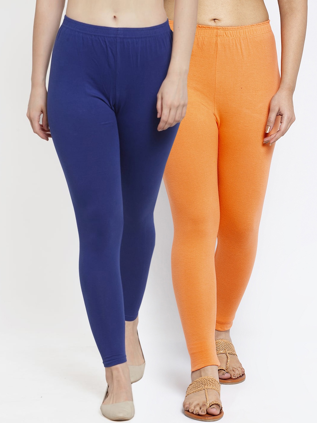 GRACIT Women Pack Of 2 Solid Ankle-Length Leggings, Blue