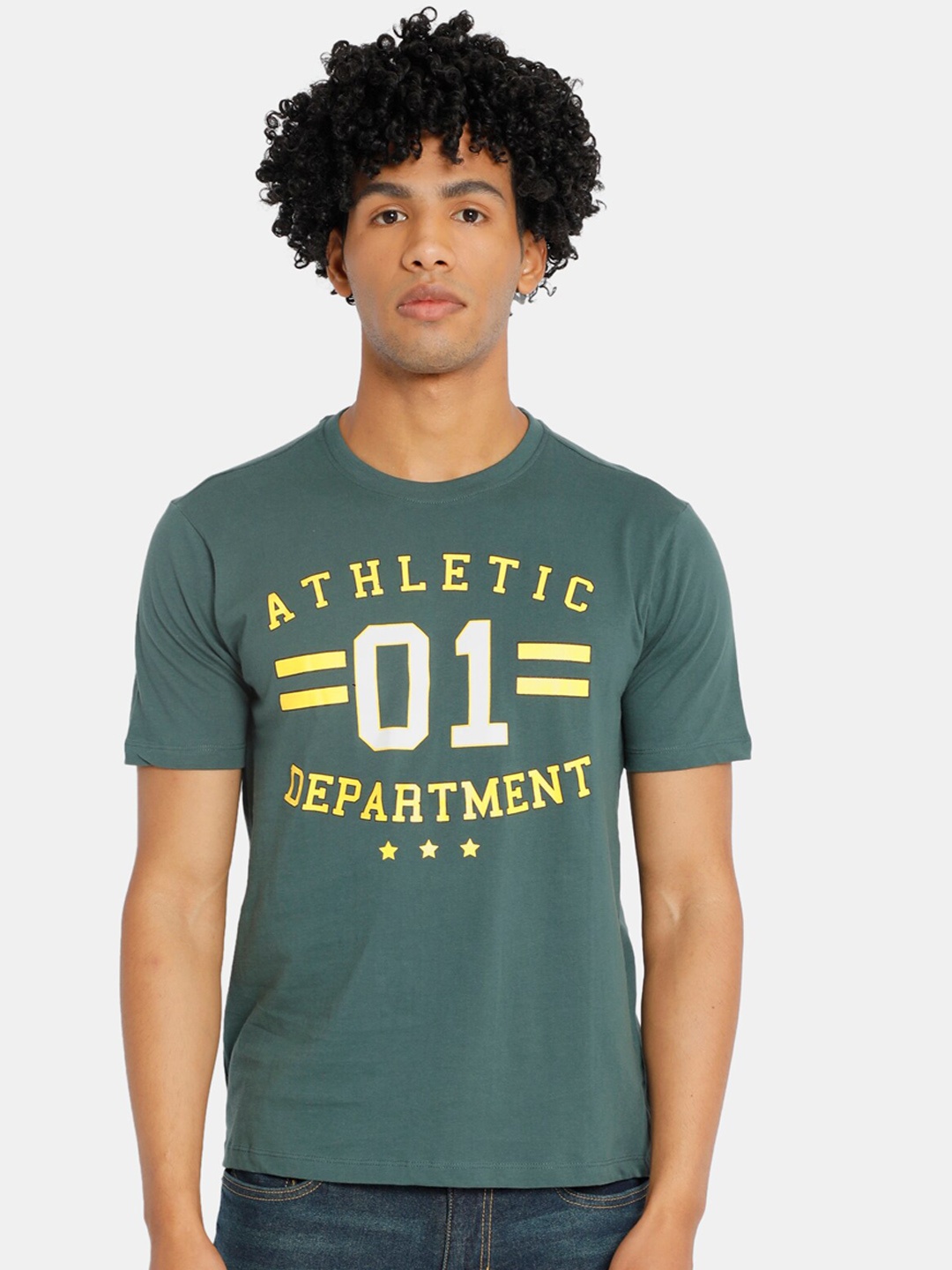 

Colt Men Olive Green Printed Round Neck T-shirt
