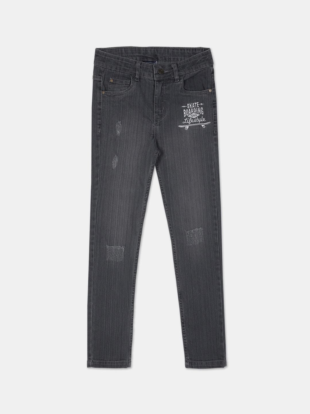 

Cherokee Boys Grey Regular Fit Mid-Rise Mildly Distressed Jeans