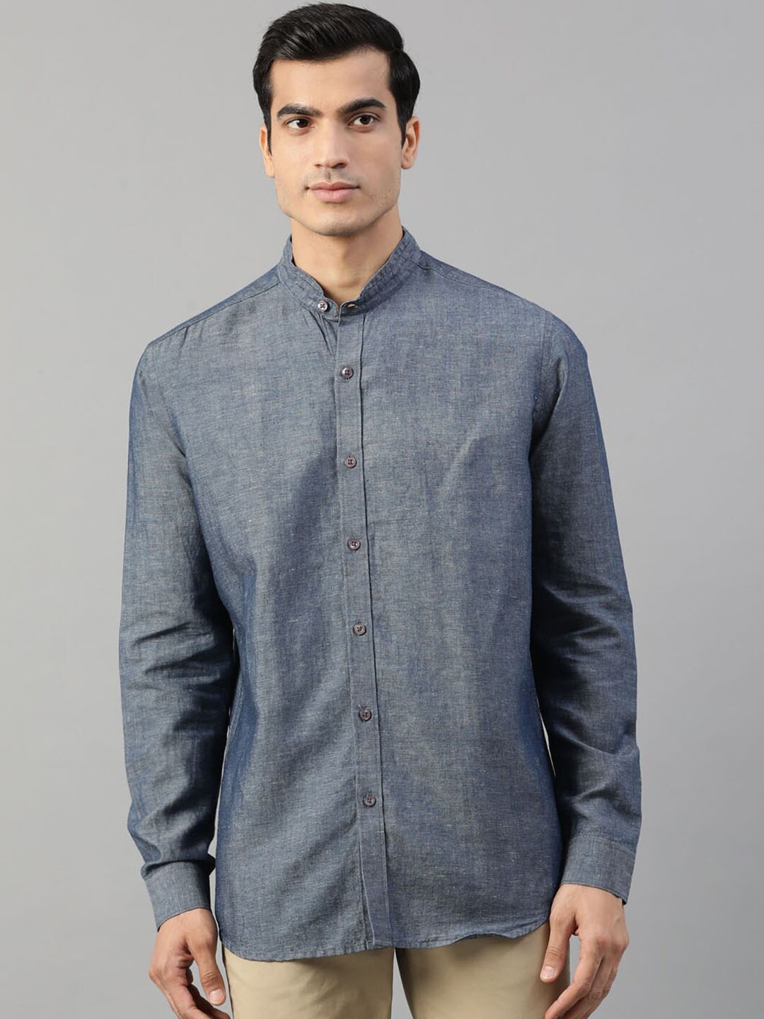 

HARSAM Men Blue Regular Fit Solid Casual Shirt