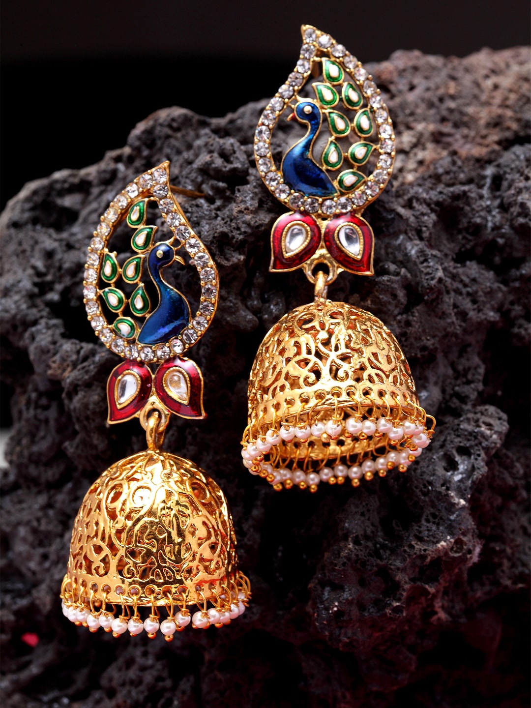 

ANIKAS CREATION Multicoloured Peacock Shaped Jhumkas, Multi