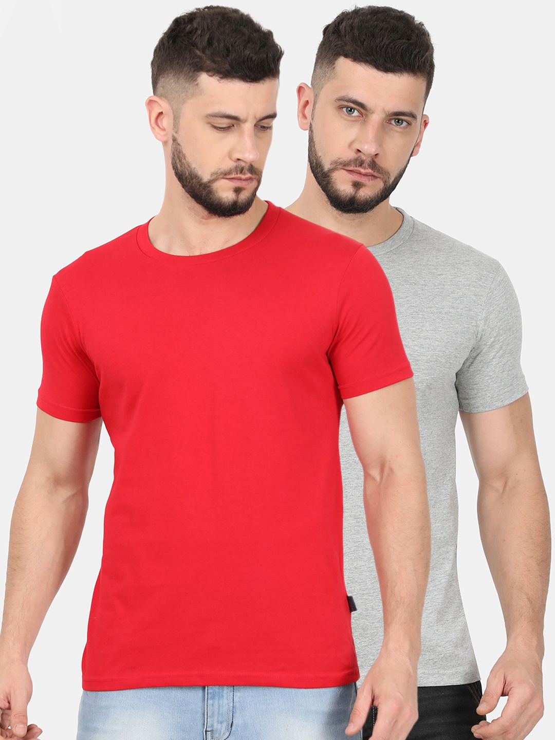 

Masculino Latino Men Pack Of 2 Assorted Solid Round Neck T-shirts
