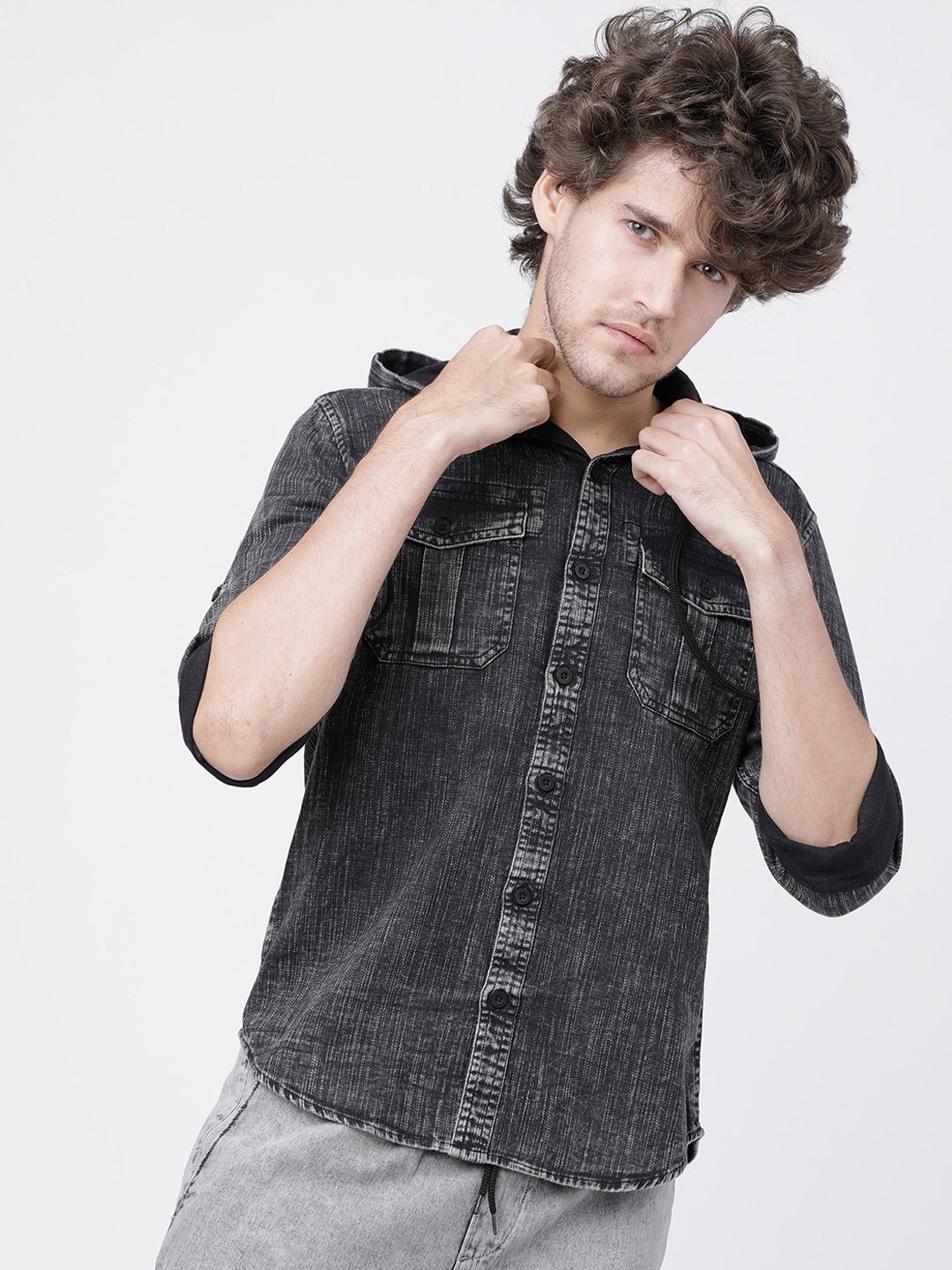 

HIGHLANDER Men Black Slim Fit Solid Casual Shirt