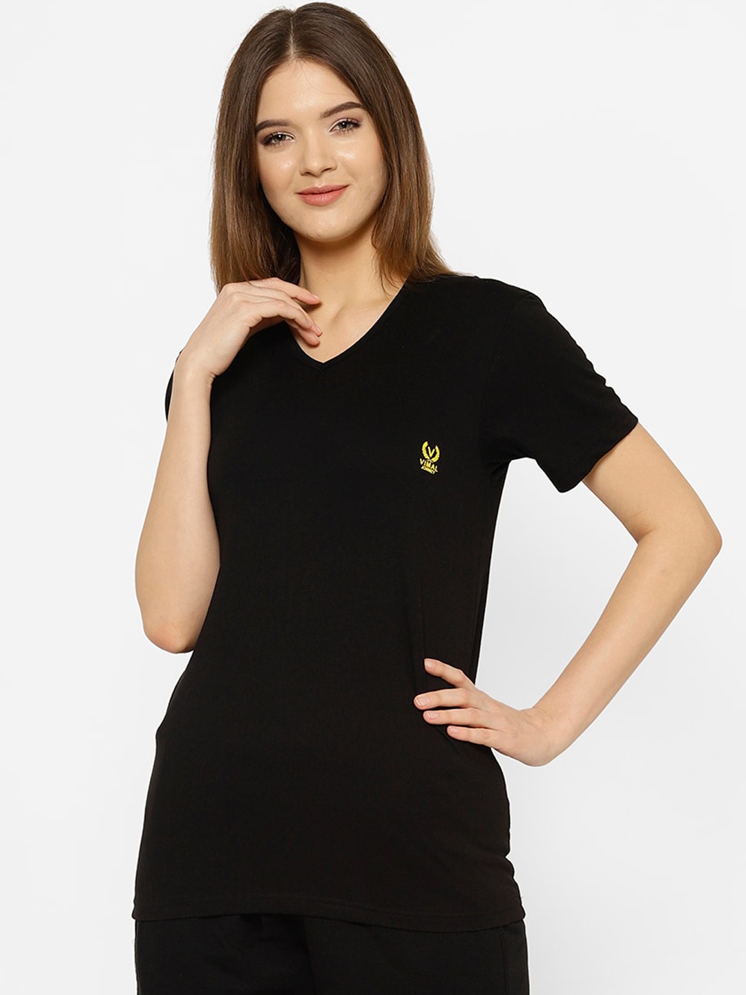 VIMAL JONNEY Women Black Solid Night suit