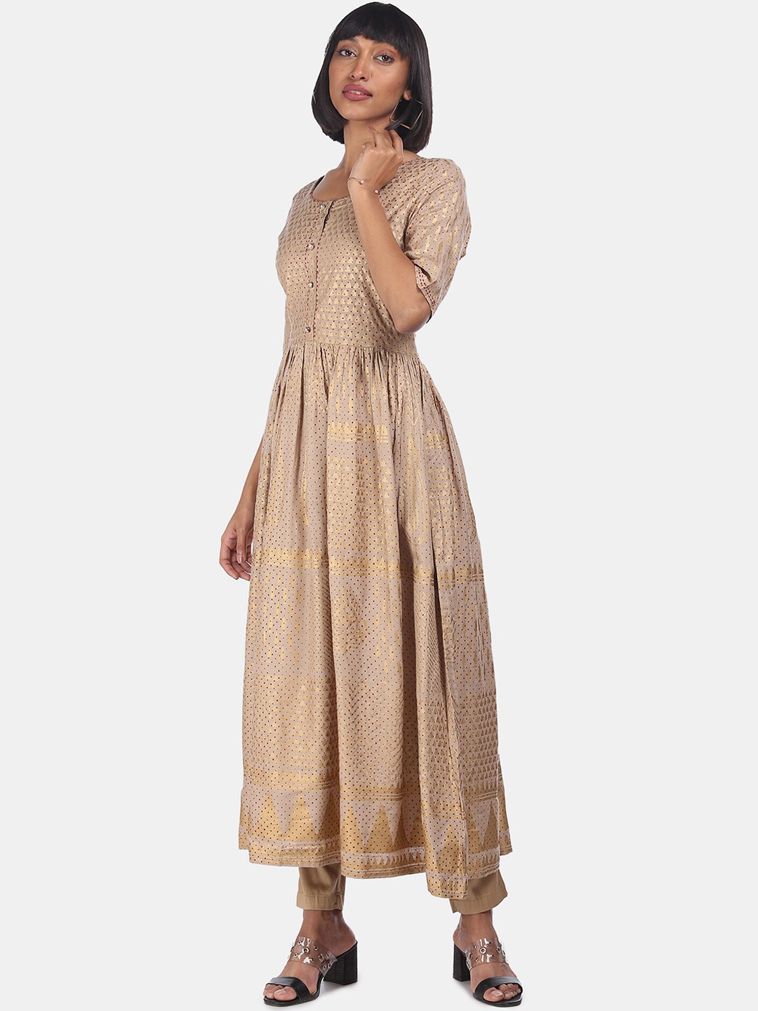 

Anahi Women Beige Ethnic Motifs Anarkali Kurta